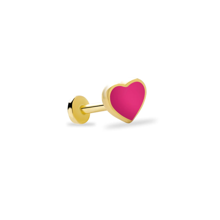 14k Gold Pink Heart Tragus