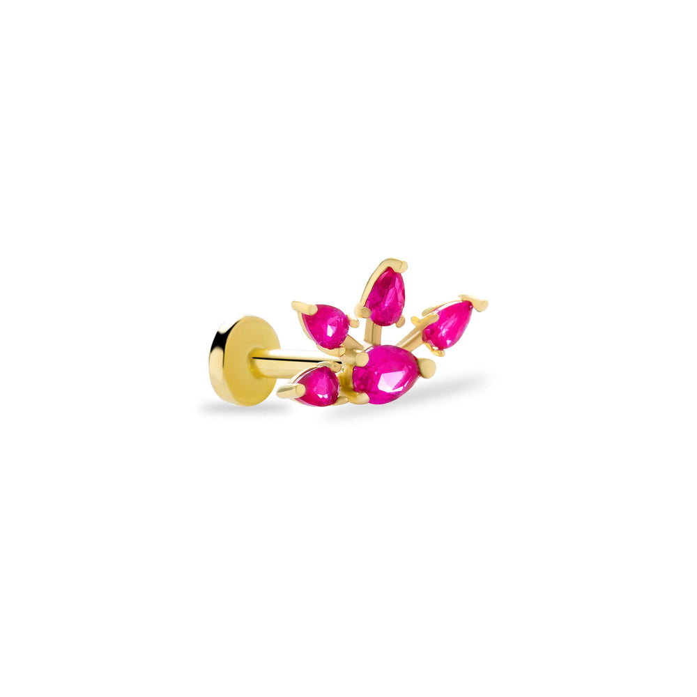 14k Gold Four Arrows Tragus with Pink Stone
