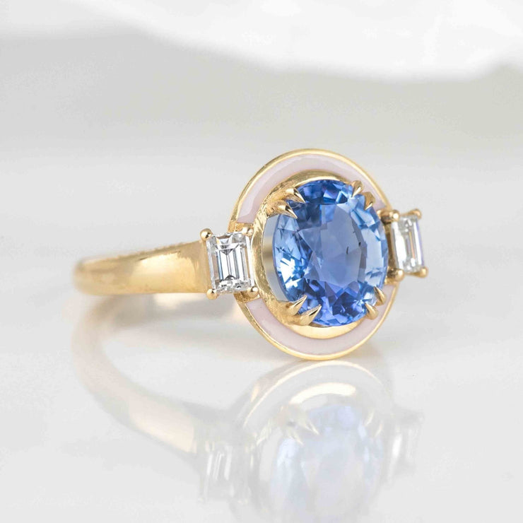 diamond gold ring, 0.40 ct. diamond gold ring, 0.40 ct. diamond gold ring with ceylon sapphire