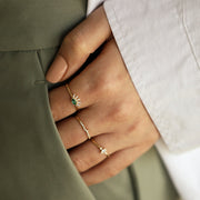 14k Gold Green Stone Lash Ring