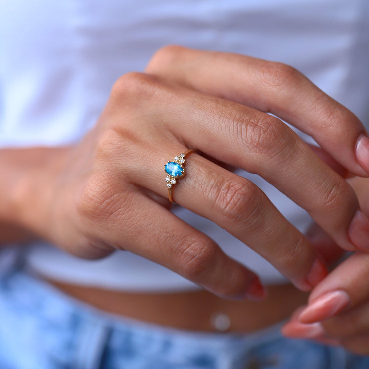 14k Gold Teal Ring