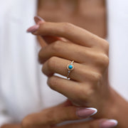 14k Gold Turquoise  Round Ring