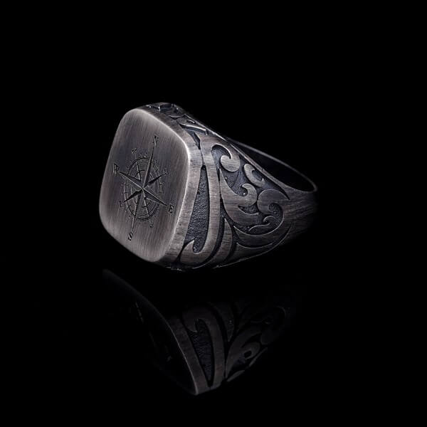 Men’s Sterling Silver Compass Ring