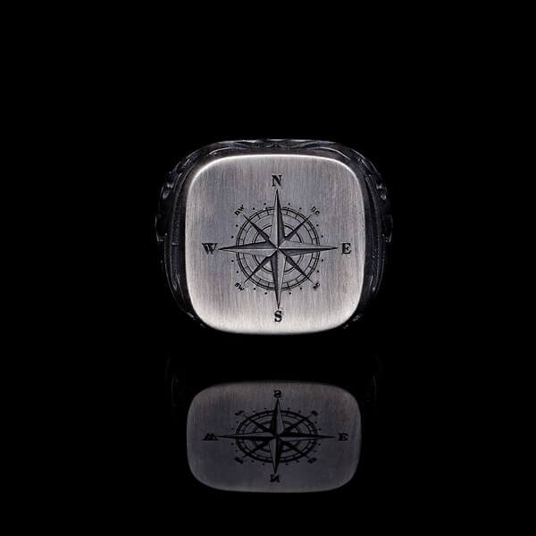 Men’s Sterling Silver Compass Ring