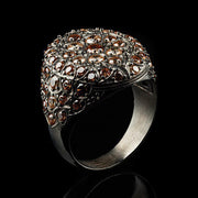 Men’s Sterling Silver Oval Champagne Stone Ring