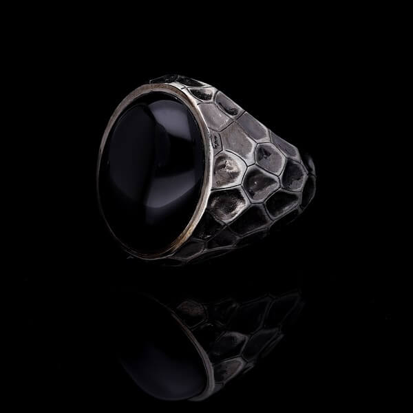 Men’s Black Onyx Ring in Sterling Silver