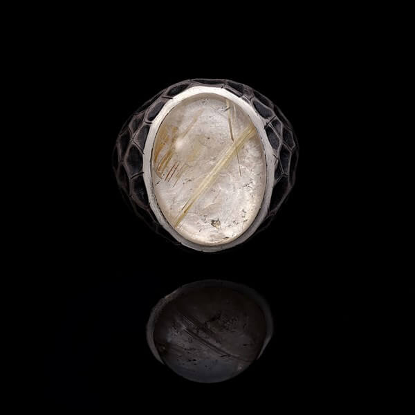 Men’s Sterling Silver Forged Rutyl Quartz