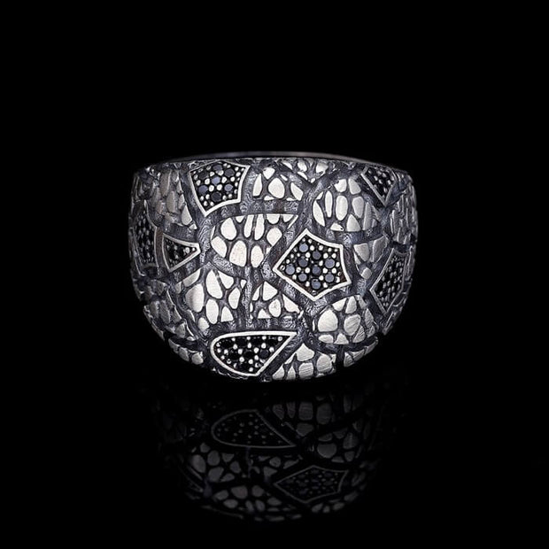 Men’s Sterling Silver Earth Pattern Ring