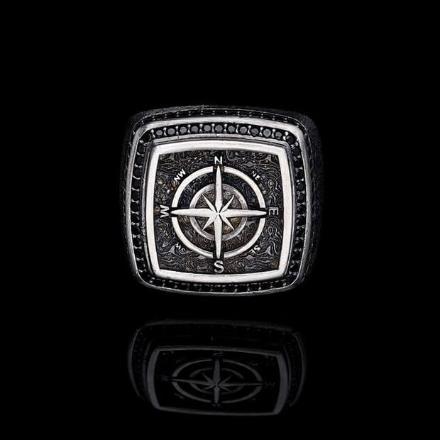 Men’s Sterling Silver Compass Ring