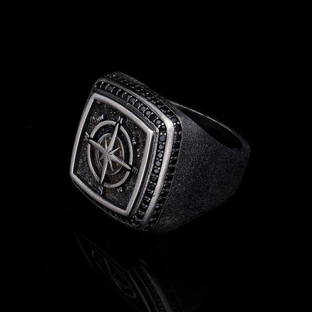 Men’s Sterling Silver Compass Ring