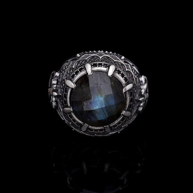 Men’s Sterling Silver King Crown Labradorite Ring