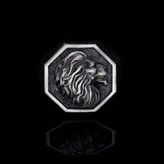Men’s Sterling Silver Octagon Lion Ring