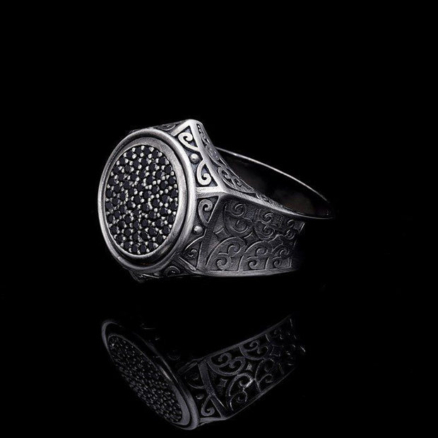 Men’s Sterling Silver Black Zircon Stone Ring