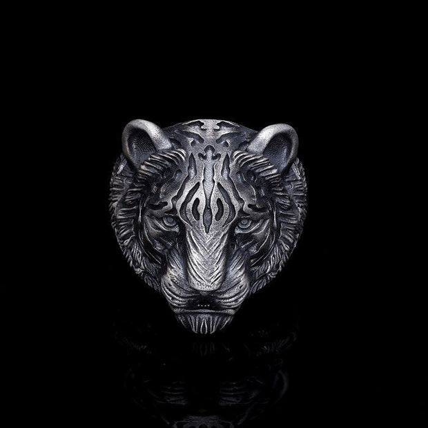 Men’s Sterling Silver 3D Tiger Ring