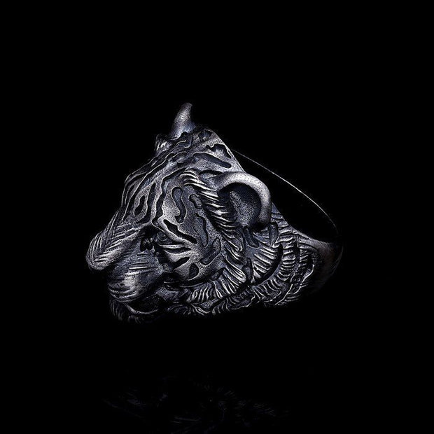 Men’s Sterling Silver 3D Tiger Ring