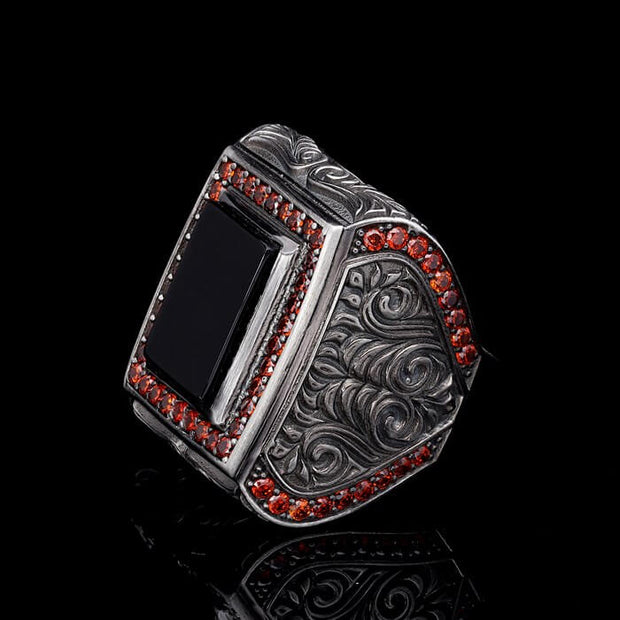 Men’s Sterling Silver Onxy Rectangular Ring