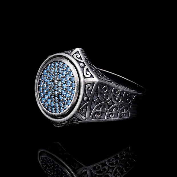 Men’s Sterling Silver  Ring with Blue Stone