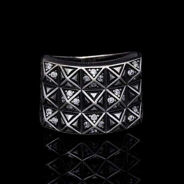 Men’s Sterling Silver Checkered Ring