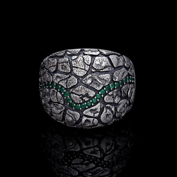 Men’s Sterling Silver Earth Pattern Ring