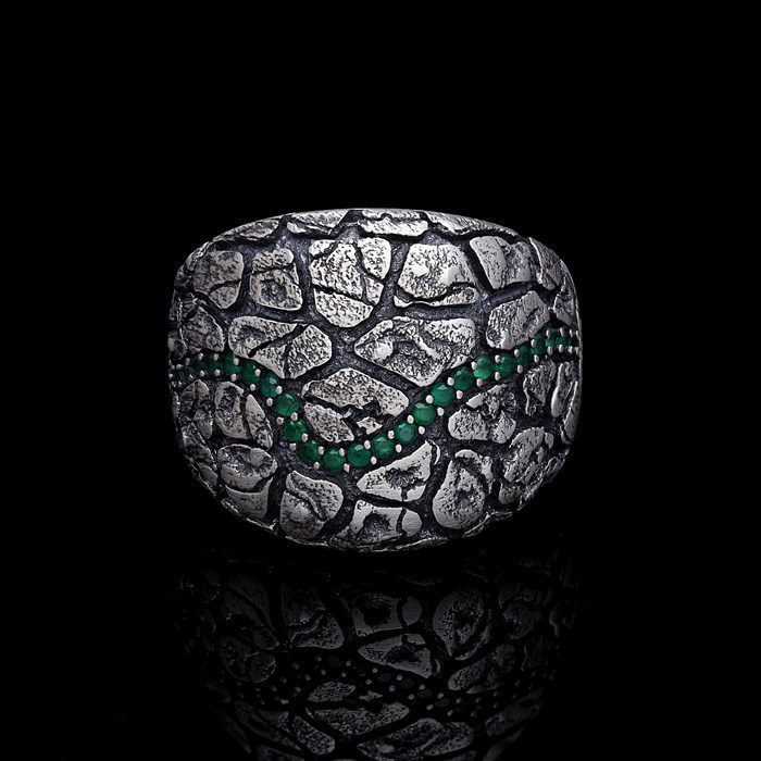 Men’s Sterling Silver Earth Pattern Ring