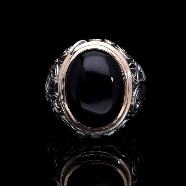 Men’s Black Onyx Ring in Sterling Silver