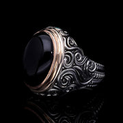 Men’s Black Onyx Ring in Sterling Silver