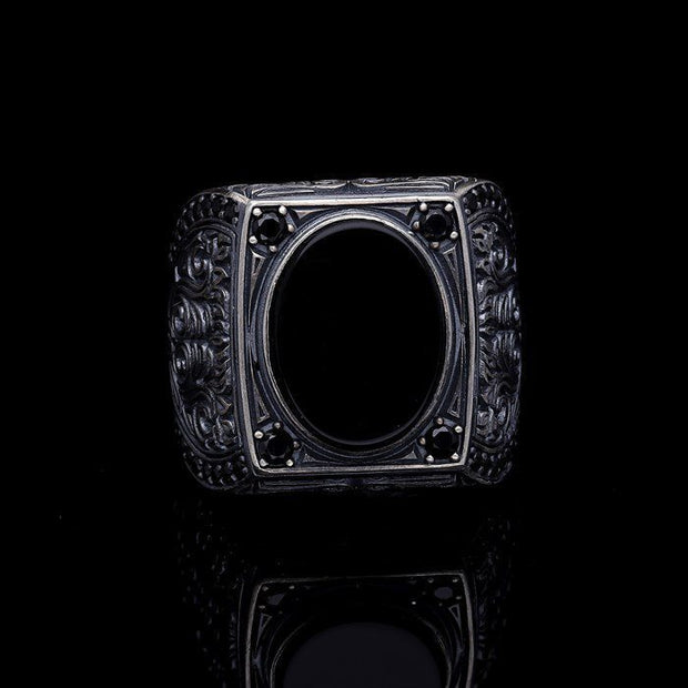 Men’s Sterling Silver Onxy Rectangular Ring