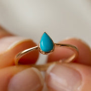 14k Gold Teardrop Turquoise Ring