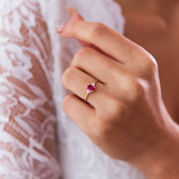 14k Gold Pomegranate Flower Ring