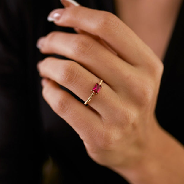 14k Gold Ruby Twisted Ring