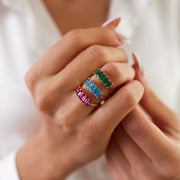 14k Gold Colorful Five-Stone Baguette Ring