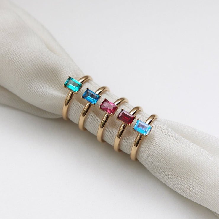 14k Gold Turquoise Baguette Ring