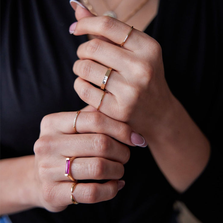 14k Gold Ruby Baguette Ring