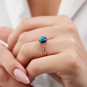 14k Gold Blue Topaz Ring