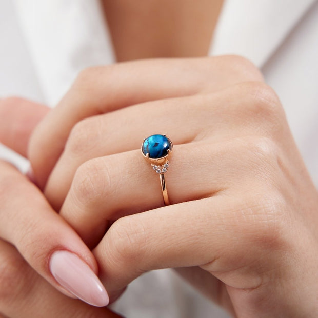 14k Gold Blue Topaz Ring