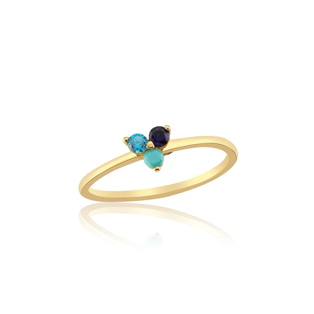 14k Gold Shades of Blue Ring