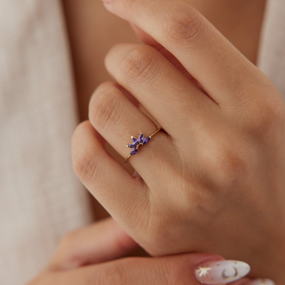 14k Gold Violet Lotus Ring