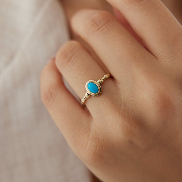 14k Gold Turquoise Stone Ring