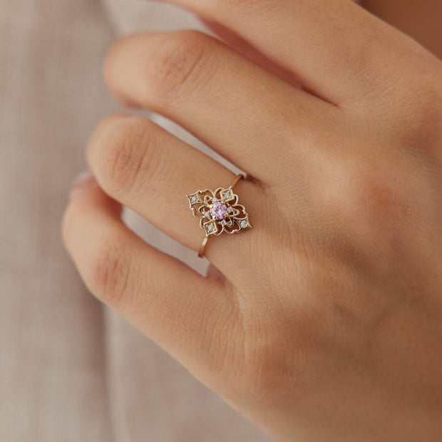 14k Gold Vintage Morganite Ring