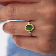 14k Gold Light Green Opal Ring