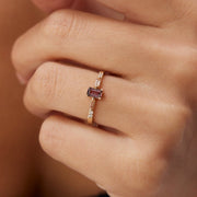 14k Gold Violet Square Ring