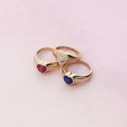 14k Gold Heart Ring with Colored Stones