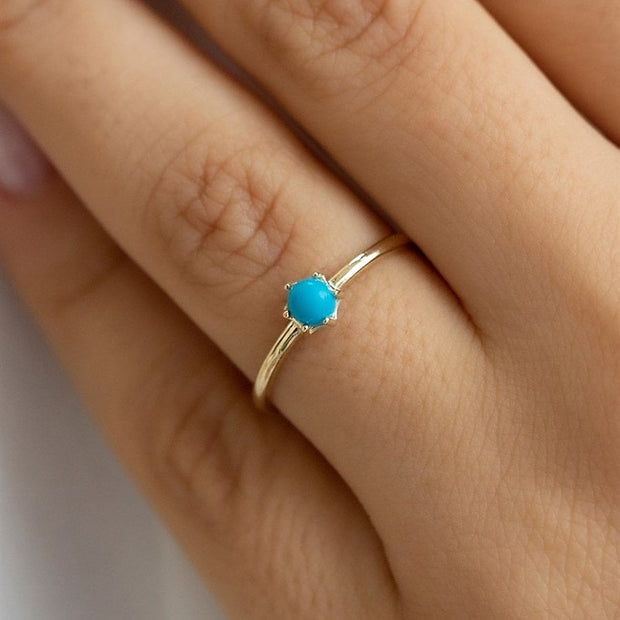 14k Gold Turquoise Stone Ring