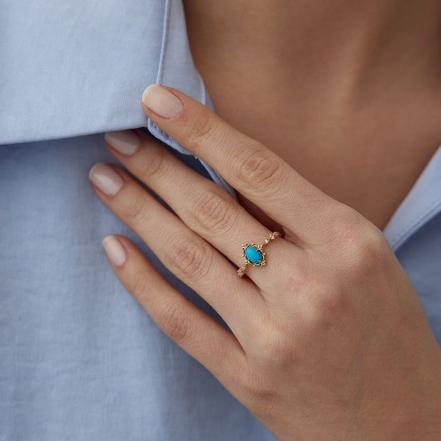 14k Gold Vintage Turquoise Ring