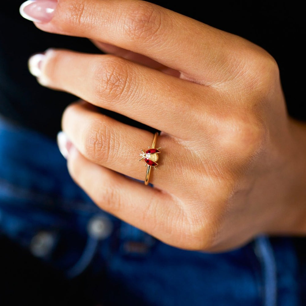 14k Gold Ladybug Ring