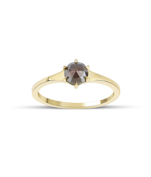 Salt and Pepper Solitaire Diamond Ring