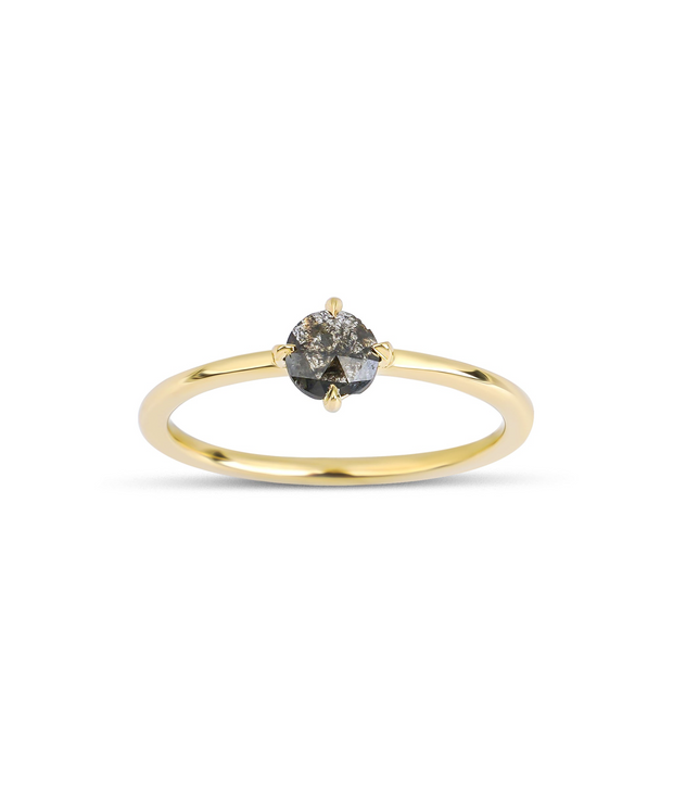 Salt and Pepper Solitaire Diamond Ring