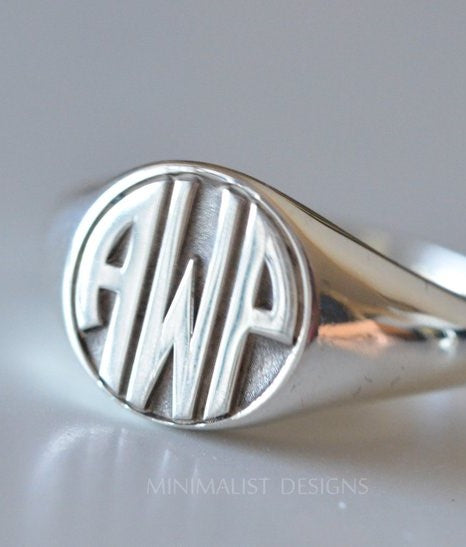 Personalised Sterling Silver Monogram Signet Ring By Sally Clay