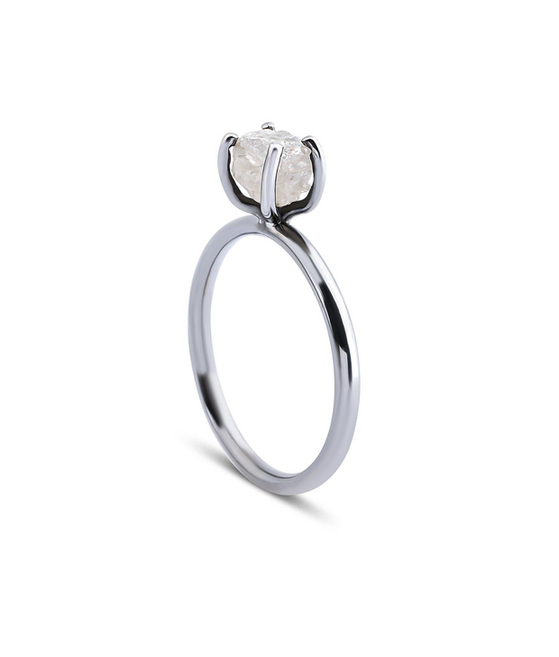 Raw Diamond Solitaire Ring