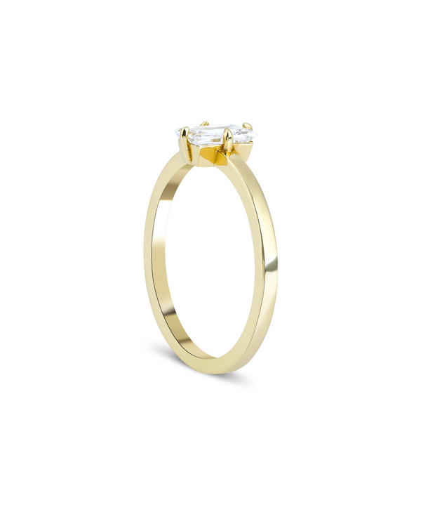 Baguette Cut Solitaire Diamond Ring